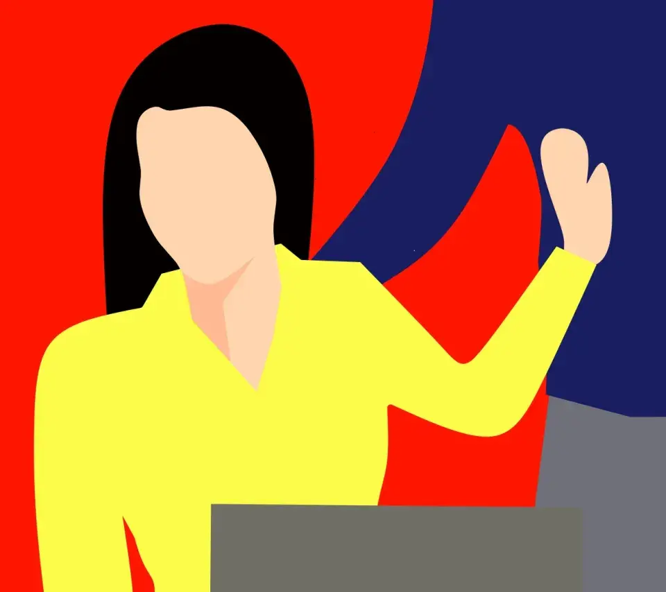 Dession d'une femme repoussant un homme qui lui pose la main sur le dos